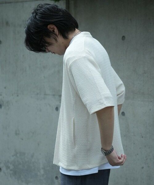 MEN'S BIGI / メンズビギ Tシャツ | *WEB限定 シアー ジャガード 5分袖 ボタンレスカーディガン | 詳細2