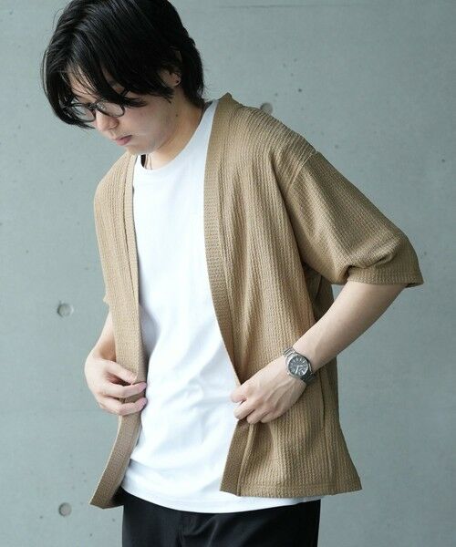 MEN'S BIGI / メンズビギ Tシャツ | *WEB限定 シアー ジャガード 5分袖 ボタンレスカーディガン | 詳細5