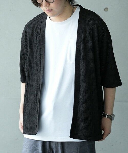 MEN'S BIGI / メンズビギ Tシャツ | *WEB限定 シアー ジャガード 5分袖 ボタンレスカーディガン | 詳細11