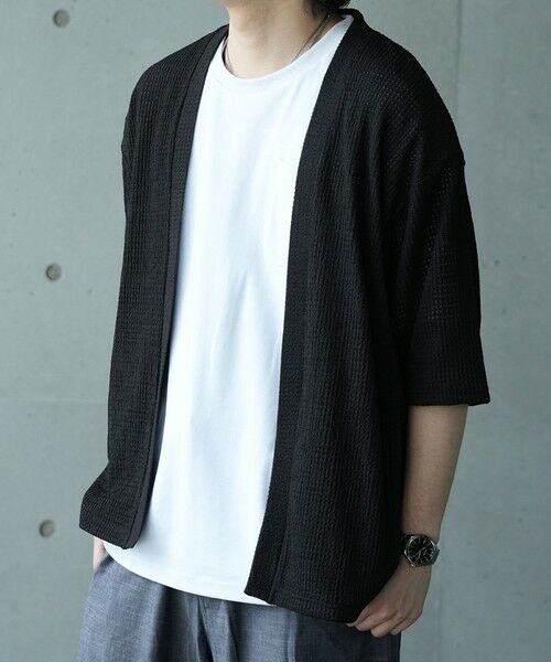 MEN'S BIGI / メンズビギ Tシャツ | *WEB限定 シアー ジャガード 5分袖 ボタンレスカーディガン | 詳細12