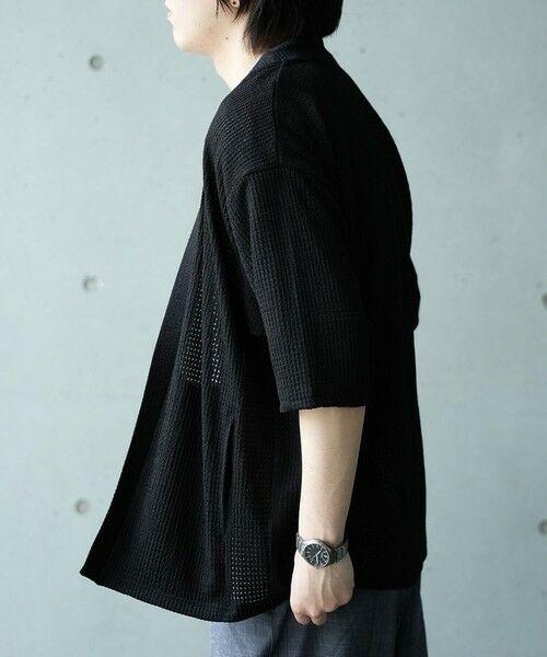 MEN'S BIGI / メンズビギ Tシャツ | *WEB限定 シアー ジャガード 5分袖 ボタンレスカーディガン | 詳細13