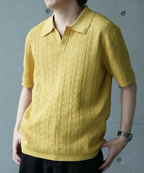 MEN'S BIGI / メンズビギ Tシャツ | *WEB限定 ルーズフィットジャガードスキッパーポロ（イエロー）