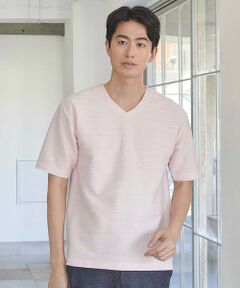 MEN'S BIGI / メンズビギ Tシャツ | タックジャガードVネックTシャツ