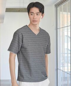 MEN'S BIGI / メンズビギ Tシャツ | タックジャガードVネックTシャツ