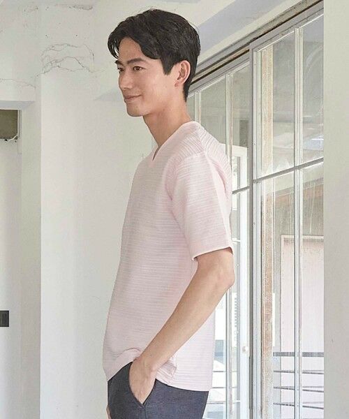MEN'S BIGI / メンズビギ Tシャツ | タックジャガードVネックTシャツ | 詳細7