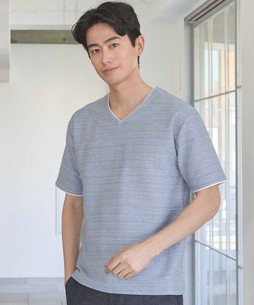 MEN'S BIGI / メンズビギ Tシャツ | タックジャガードVネックTシャツ | 詳細10