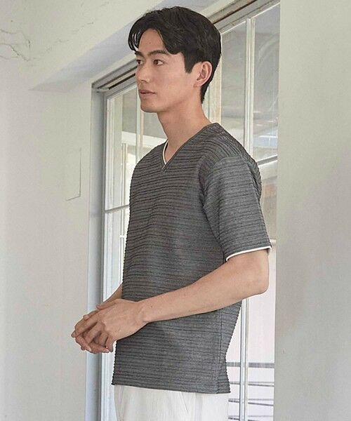 MEN'S BIGI / メンズビギ Tシャツ | タックジャガードVネックTシャツ | 詳細16