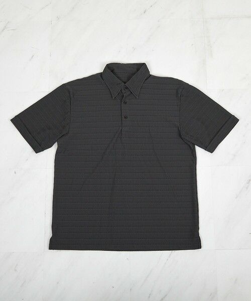 MEN'S BIGI / メンズビギ ポロシャツ | ストレッチポリジャガードボーダーポロ（グレー）