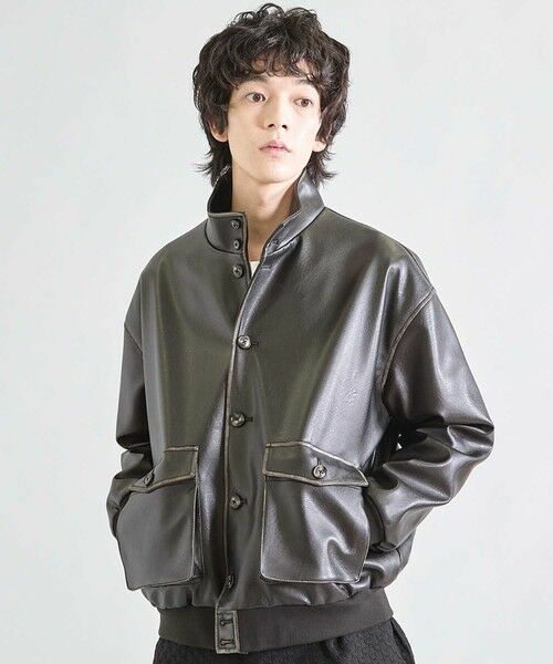 MEN'S BIGI / メンズビギ ブルゾン | ビーガンレザースタンドブルゾン | 詳細1