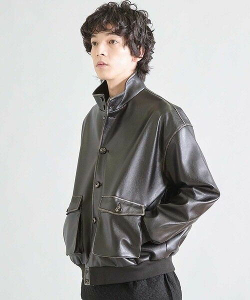 MEN'S BIGI / メンズビギ ブルゾン | ビーガンレザースタンドブルゾン | 詳細3