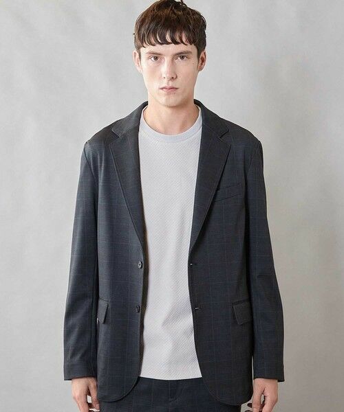 MEN'S BIGI / メンズビギ テーラードジャケット | プリントジャージージャケット(チャコールグレー)