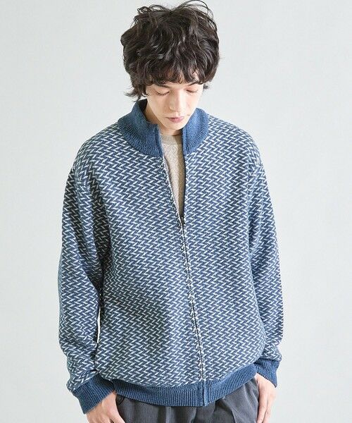 MEN'S BIGI / メンズビギ ニット・セーター | 【ウォッシャブル素材】ウェーブジャガード ジップアップニット | 詳細7
