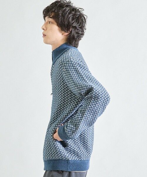 MEN'S BIGI / メンズビギ ニット・セーター | 【ウォッシャブル素材】ウェーブジャガード ジップアップニット | 詳細8