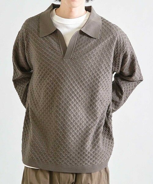 MEN'S BIGI / メンズビギ ニット・セーター | ＜WEB限定＞ハイゲージ スキッパー ウォッシャブル ポロニット | 詳細1