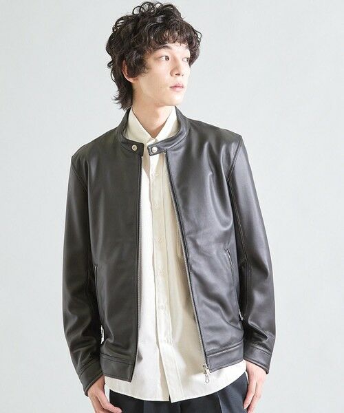 MEN'S BIGI / メンズビギ レザーブルゾン・ジャケット | シープナッパシングルライダース | 詳細1