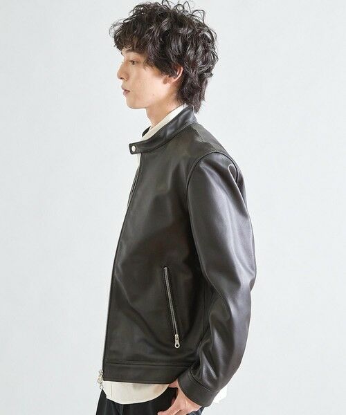MEN'S BIGI / メンズビギ レザーブルゾン・ジャケット | シープナッパシングルライダース | 詳細3