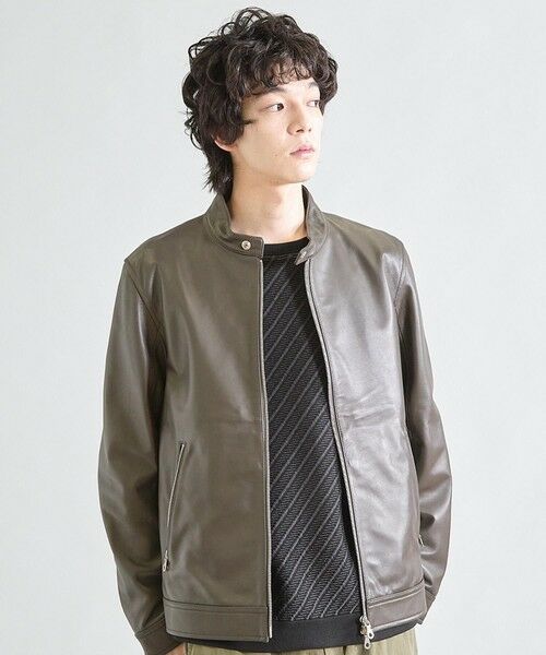 MEN'S BIGI / メンズビギ レザーブルゾン・ジャケット | シープナッパシングルライダース | 詳細14