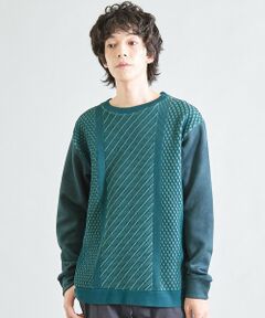 MEN'S BIGI / メンズビギ スウェット | フェイクスエードポンチ×前身頃ポリニット