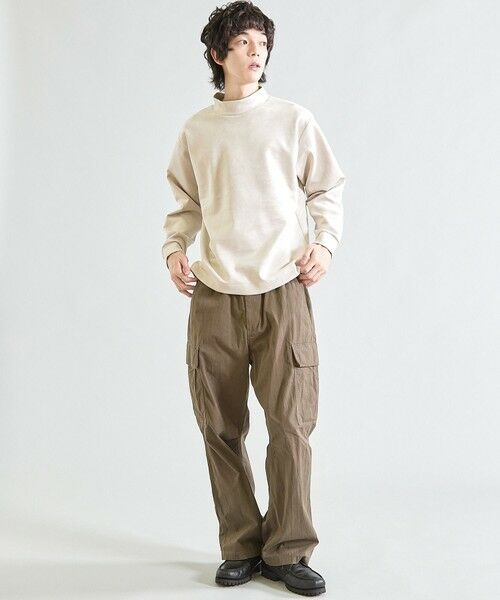 MEN'S BIGI / メンズビギ スウェット | ライトフェイクスエードポンチモックネック | 詳細5