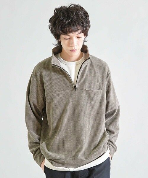 MEN'S BIGI / メンズビギ スウェット | ハニカムモールハーフジップスタンド | 詳細1