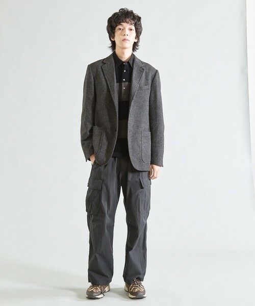 MEN'S BIGI / メンズビギ スウェット | カットベロア×フェイクスエードボーダー ラグビーシャツ | 詳細12