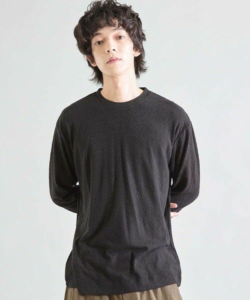 MEN'S BIGI / メンズビギ スウェット | ミルジャガードジオメトリック柄クルーネック | 詳細1