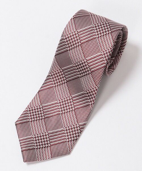 MEN'S BIGI / メンズビギ ネクタイ | 小剣クレリック配色チェック/千鳥柄タイ（レッド）