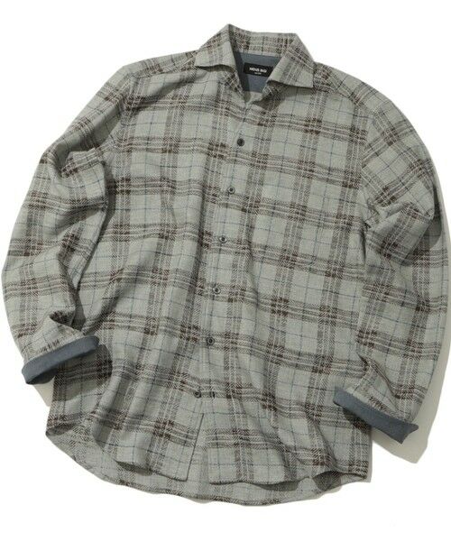 MEN'S BIGI / メンズビギ シャツ・ブラウス | カスレチェックジャガードカッタウェイスキッパーシャツ(グレー系)