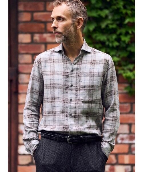 MEN'S BIGI / メンズビギ シャツ・ブラウス | カスレチェックジャガードカッタウェイスキッパーシャツ | 詳細14