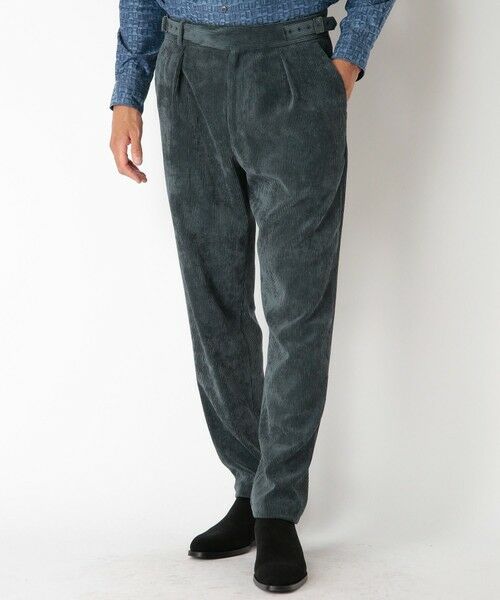 MEN'S BIGI / メンズビギ スラックス・ドレスパンツ | ソフトコーデュロイストレッチパンツ(モスグリーン)