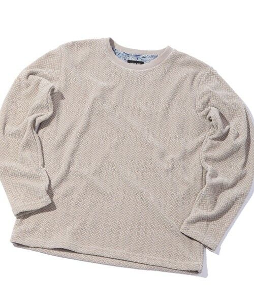 MEN'S BIGI / メンズビギ Tシャツ | モールジャガードクルーネックカットソー（ベージュ）