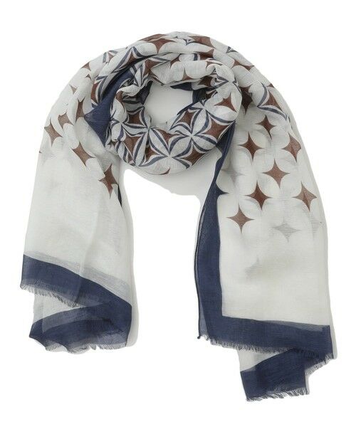 MEN'S BIGI / メンズビギ マフラー・ショール・スヌード・ストール | 【Altea】ジオメトリックプリント大判ストール（ホワイト）