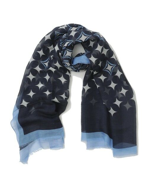 MEN'S BIGI / メンズビギ マフラー・ショール・スヌード・ストール | 【Altea】ジオメトリックプリント大判ストール（ネイビー）