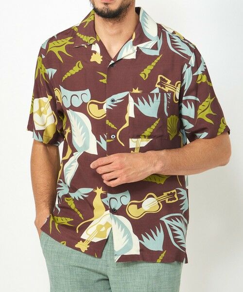 MEN'S BIGI / メンズビギ シャツ・ブラウス | 1992VINTAGE MBプリントオープンカラー半袖シャツ（ブラウン）