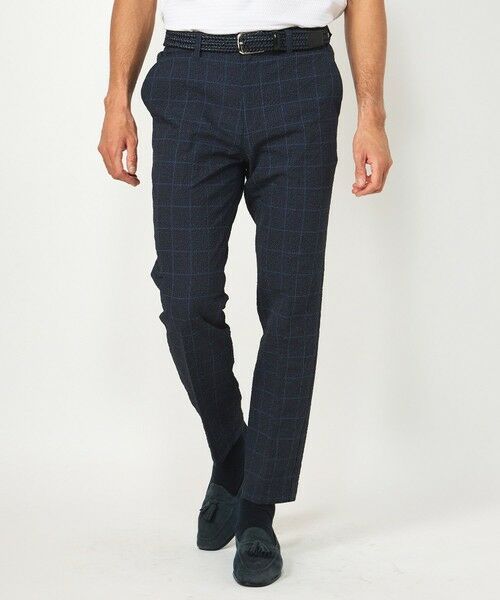 MEN'S BIGI / メンズビギ スラックス・ドレスパンツ | 【ACTIVE TAILOR】3Dサッカープリントイージーパンツ<セットアップ対応>（ネイビー）