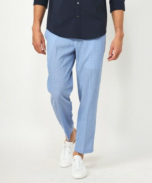 MEN'S BIGI / メンズビギ スラックス・ドレスパンツ | 3Dサッカーストレッチアンクル丈イージーパンツ（サックス）