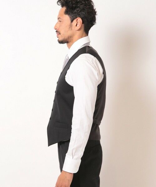 MEN'S BIGI / メンズビギ ベスト | 【スリーピース対応】サージ綾ブラック無地ベスト | 詳細2