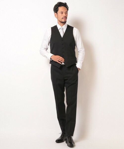 MEN'S BIGI / メンズビギ ベスト | 【スリーピース対応】サージ綾ブラック無地ベスト | 詳細4