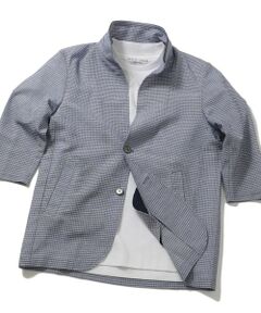 MEN'S BIGI / メンズビギ カーディガン・ボレロ | 格子柄サッカースタンドカラーカーディガン