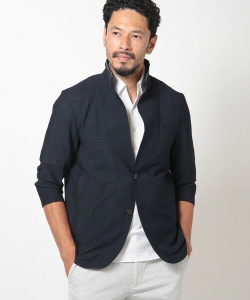 MEN'S BIGI / メンズビギ カーディガン・ボレロ | 格子柄サッカースタンドカラーカーディガン | 詳細11