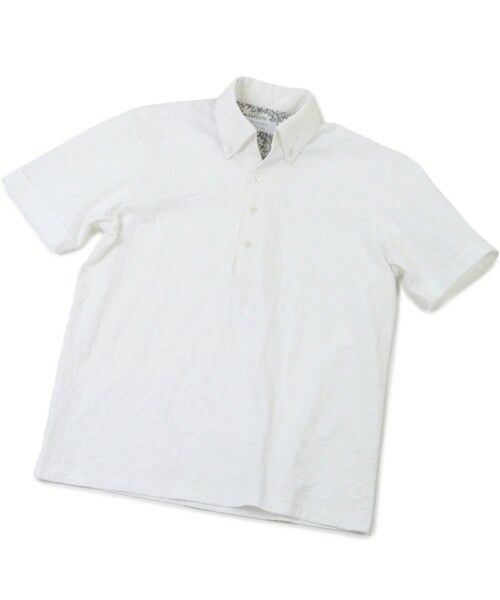 MEN'S BIGI / メンズビギ ポロシャツ | 【COOL MAX】リンクスジャカードフラワー柄ポロシャツ（ホワイト）