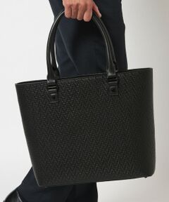 MEN'S BIGI / メンズビギ トートバッグ | シュリンクレザーへリンボン型押しコンビトートバッグ
