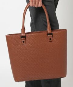 MEN'S BIGI / メンズビギ トートバッグ | シュリンクレザーへリンボン型押しコンビトートバッグ