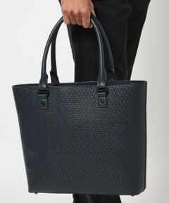 MEN'S BIGI / メンズビギ トートバッグ | シュリンクレザーへリンボン型押しコンビトートバッグ