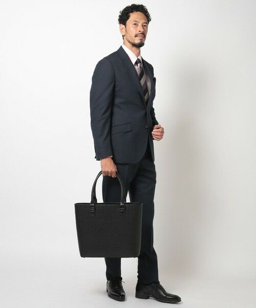 MEN'S BIGI / メンズビギ トートバッグ | シュリンクレザーへリンボン型押しコンビトートバッグ | 詳細5