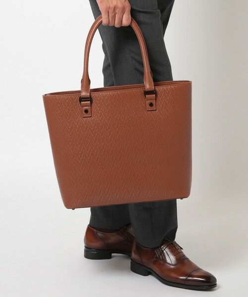 MEN'S BIGI / メンズビギ トートバッグ | シュリンクレザーへリンボン型押しコンビトートバッグ | 詳細6