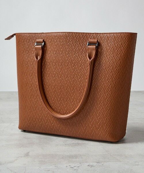 MEN'S BIGI / メンズビギ トートバッグ | シュリンクレザーへリンボン型押しコンビトートバッグ | 詳細7