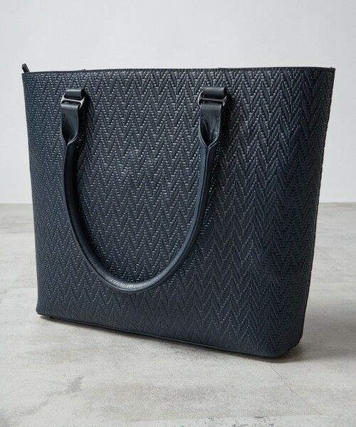 MEN'S BIGI / メンズビギ トートバッグ | シュリンクレザーへリンボン型押しコンビトートバッグ | 詳細14