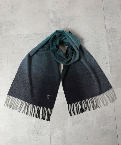 MEN'S BIGI / メンズビギ マフラー・ショール・スヌード・ストール | グラデーションチェックカシミヤマフラー（ネイビー）