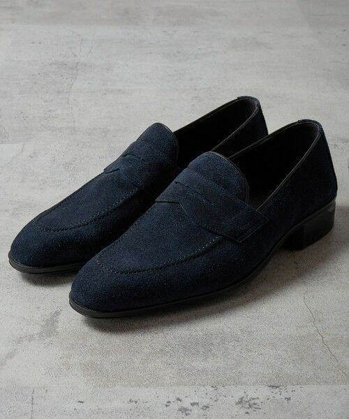 MEN'S BIGI / メンズビギ ビジネス・ドレスシューズ | リアルレザースウェードコインローファー（ネイビー）